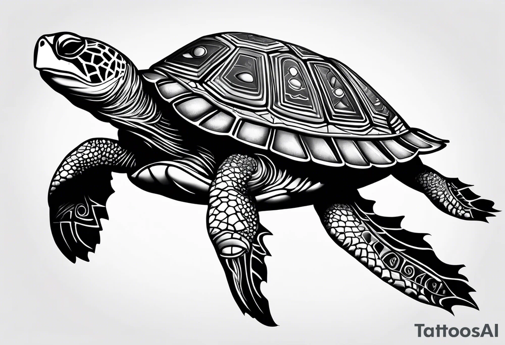 Turtle with compass tattoo idea