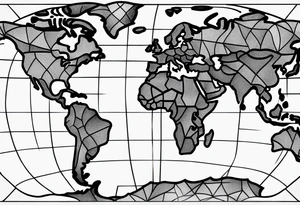 geometric world map tattoo with a cheetah tattoo idea
