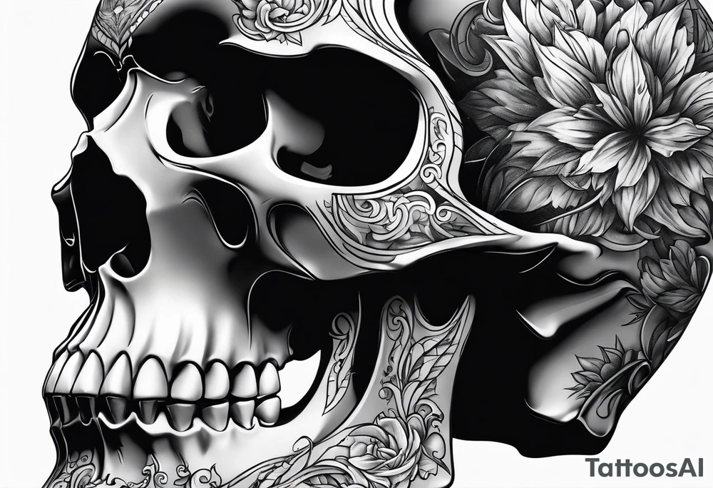 Male partial skull side view tattoo idea