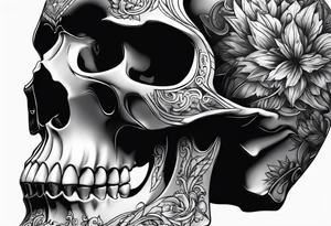 Male partial skull side view tattoo idea