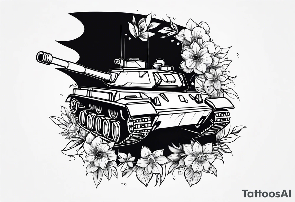 tank shooting flowers  out of its canopy tattoo idea