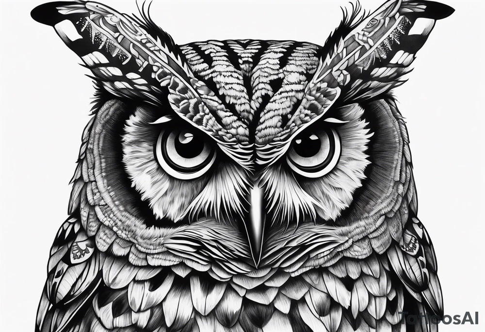 Dead head moth with owl eyes tattoo idea