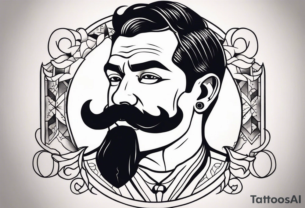 traditional tattoo art of man with mustash tattoo idea