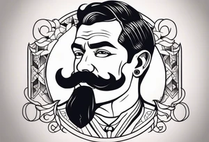 traditional tattoo art of man with mustash tattoo idea
