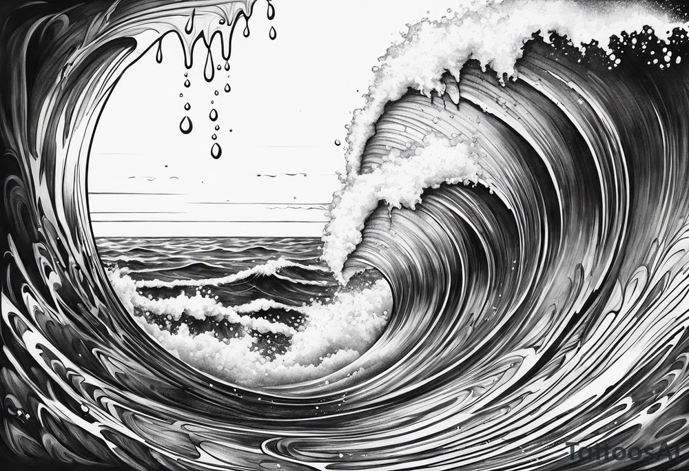 water drop falling into ocean tattoo idea