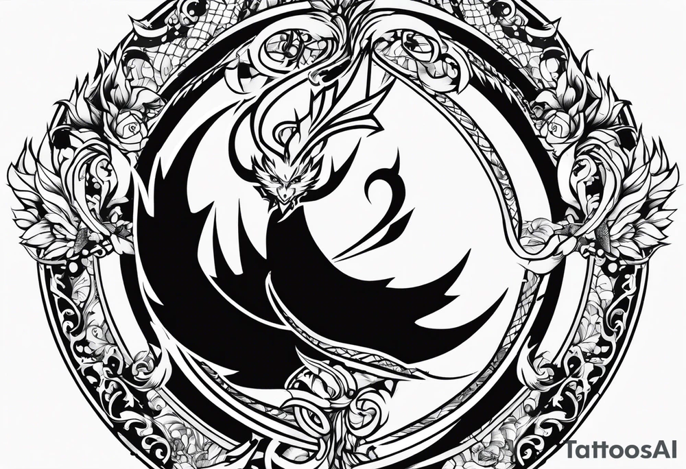 The logo itself of the anime show Fairy Tail that is essentially a fairy with a tail tattoo idea