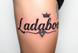 the name ladaboo with a crown and a diamond tattoo idea