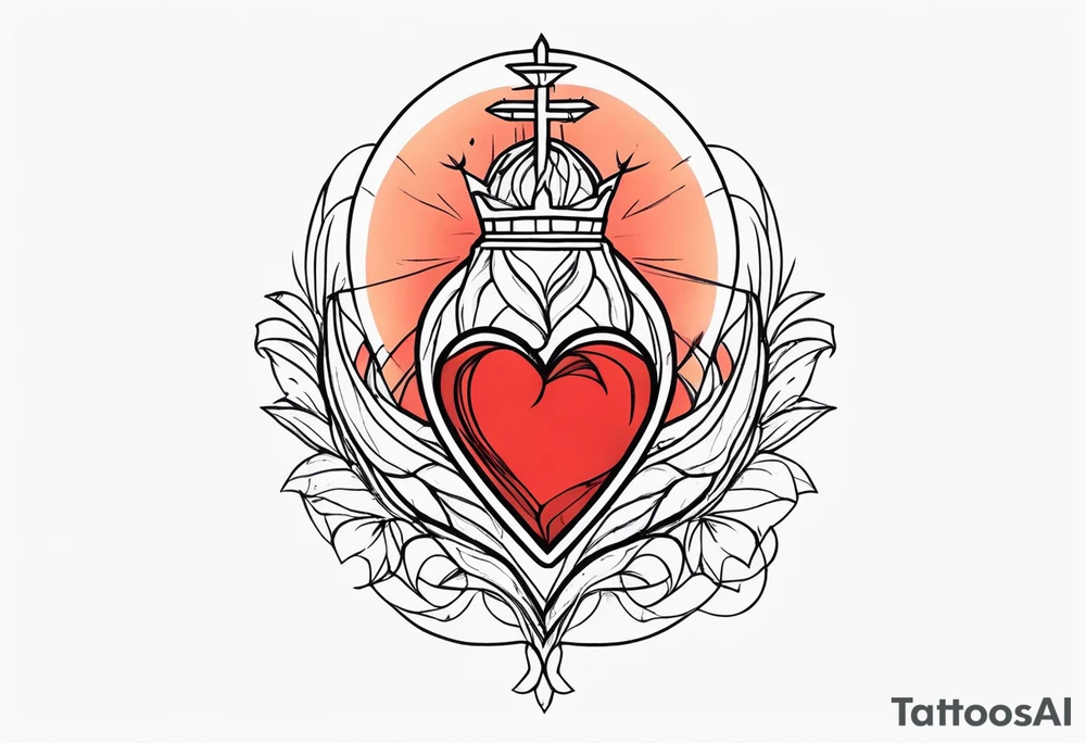 sacred heart of jesus  fine line tattoo idea