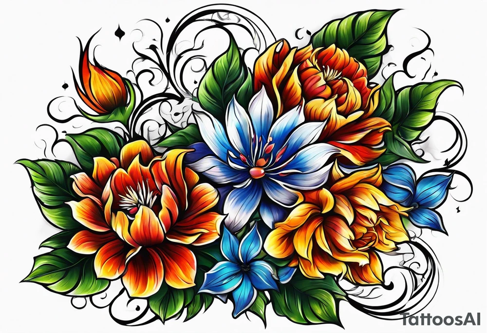 Flower fire for a male tattoo tattoo idea