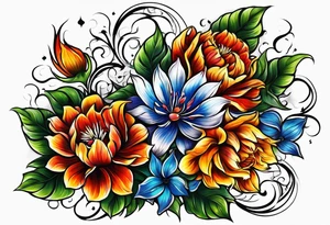 Flower fire for a male tattoo tattoo idea