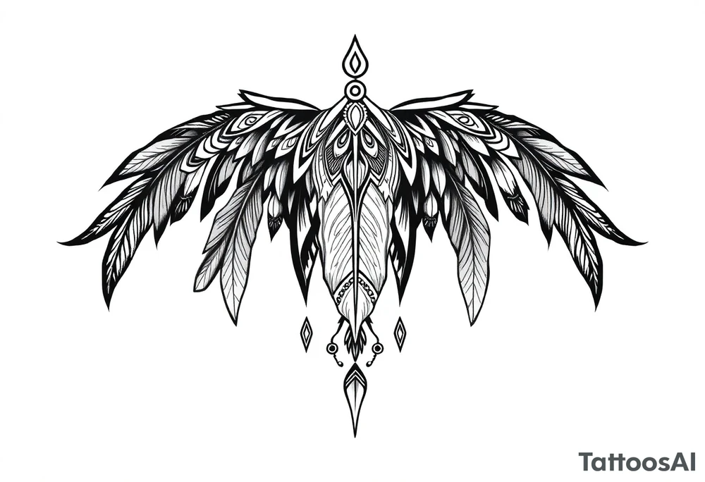 spiritual feathers ornamental indian shaman rune tattoo idea