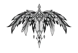 spiritual feathers ornamental indian shaman rune tattoo idea