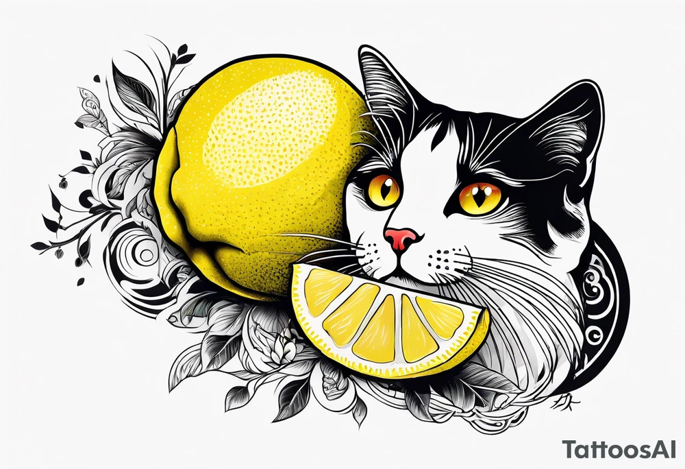 a combination between a lemon and a cat paw tattoo idea