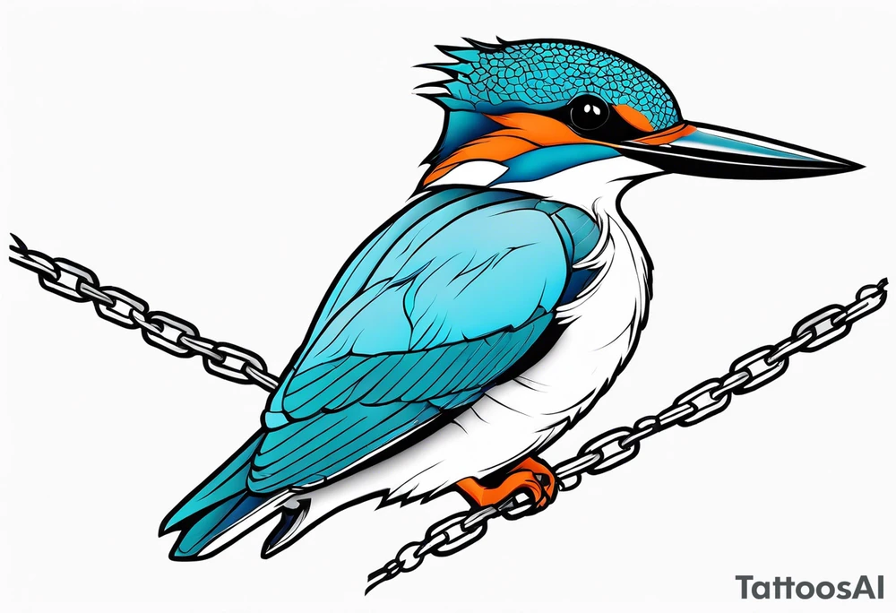Kingfisher wrapped in chains tattoo idea