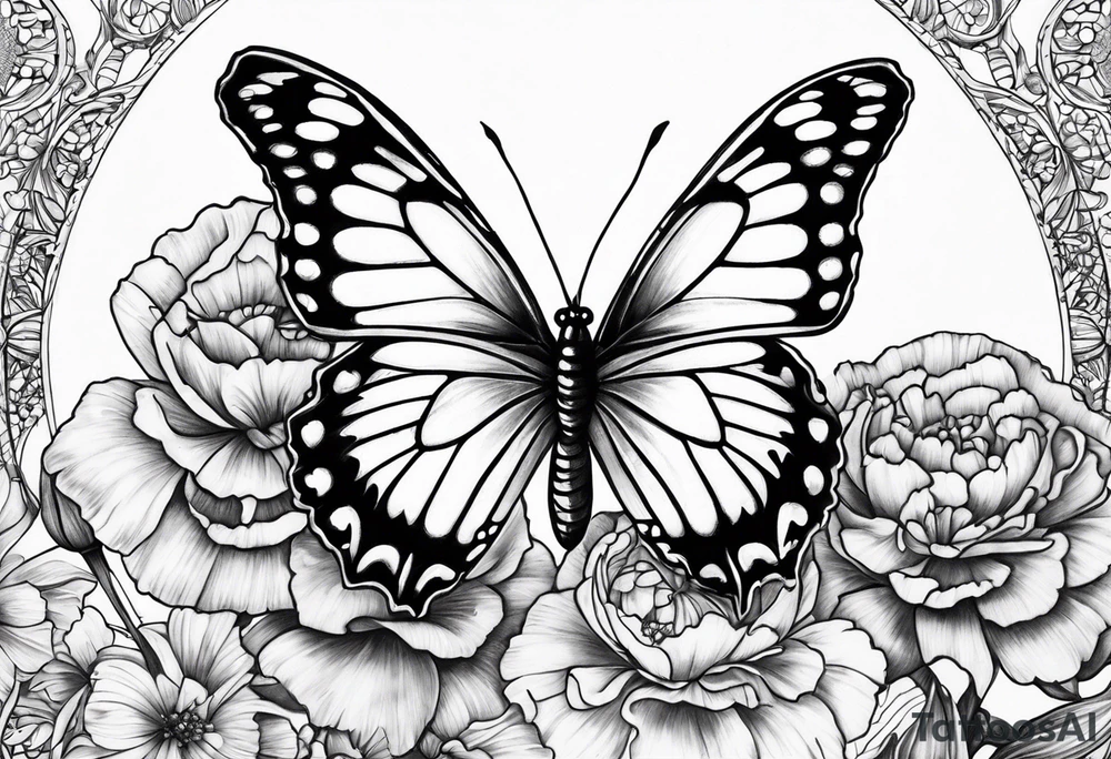 carnation moon butterfly tattoo idea