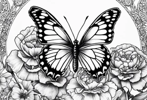 carnation moon butterfly tattoo idea