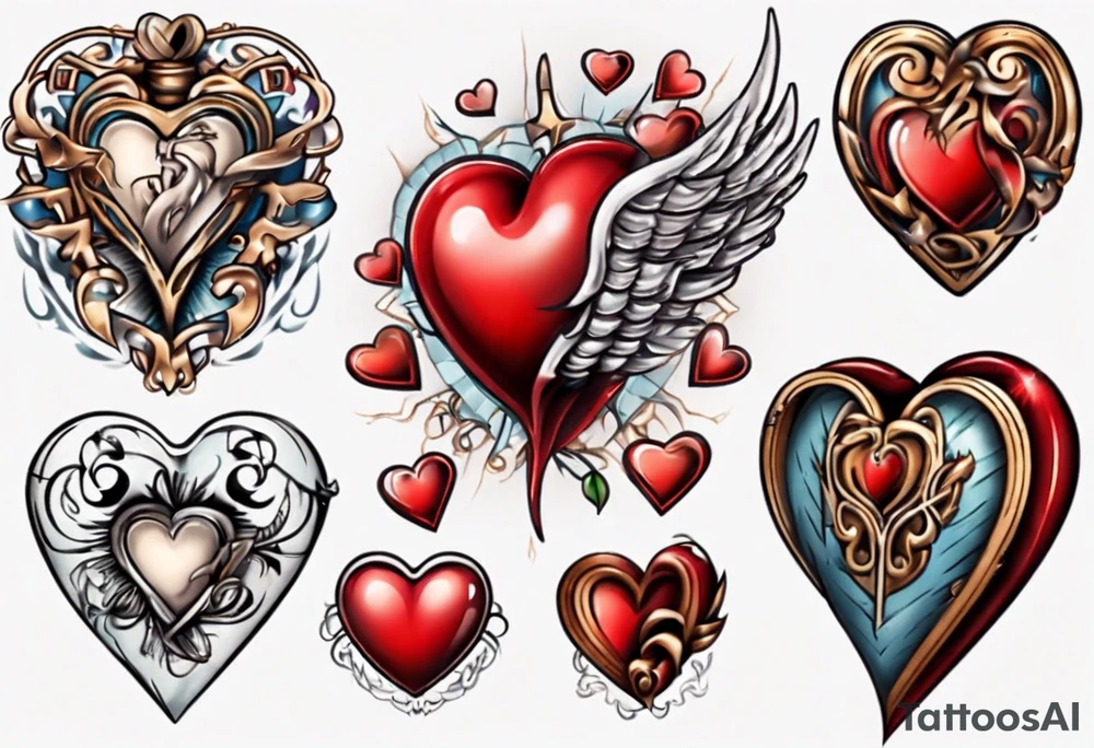 3d heart tattoo idea