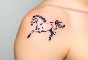 horse silhouette 
from the front which gallops from the front, with the 3 small letters discreetly integrated: L, A, M tattoo idea