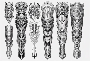 Leg armor mechanical tattoo idea