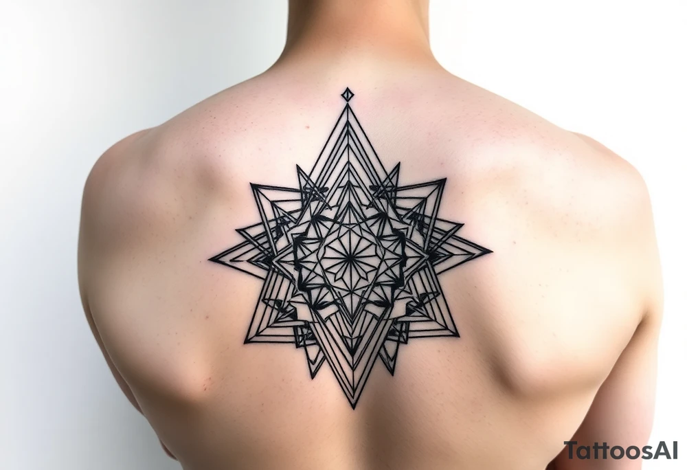 Make me a feminine sacred geometry piece the gift of feeling of feminine divine make the peace truly bold and three dimensional make it pop out and dynamic you truly unique make the image not on skin but as a drawn image tattoo idea