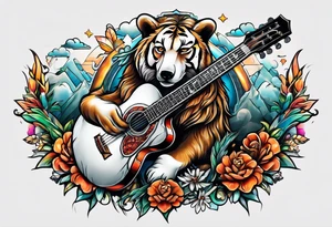 Animal fair and guitar tattoo idea
