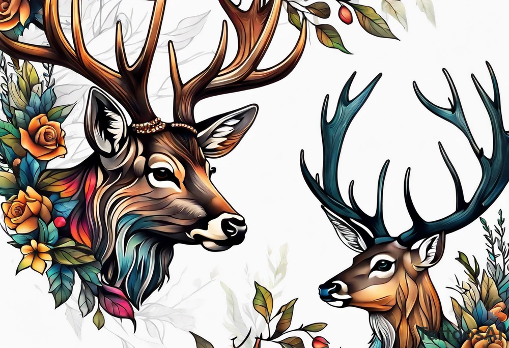deer forest tattoo idea