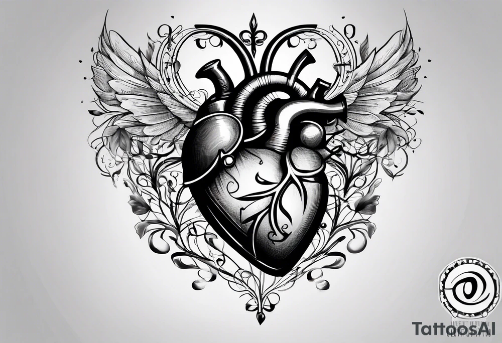 heart with music notes tattoo idea