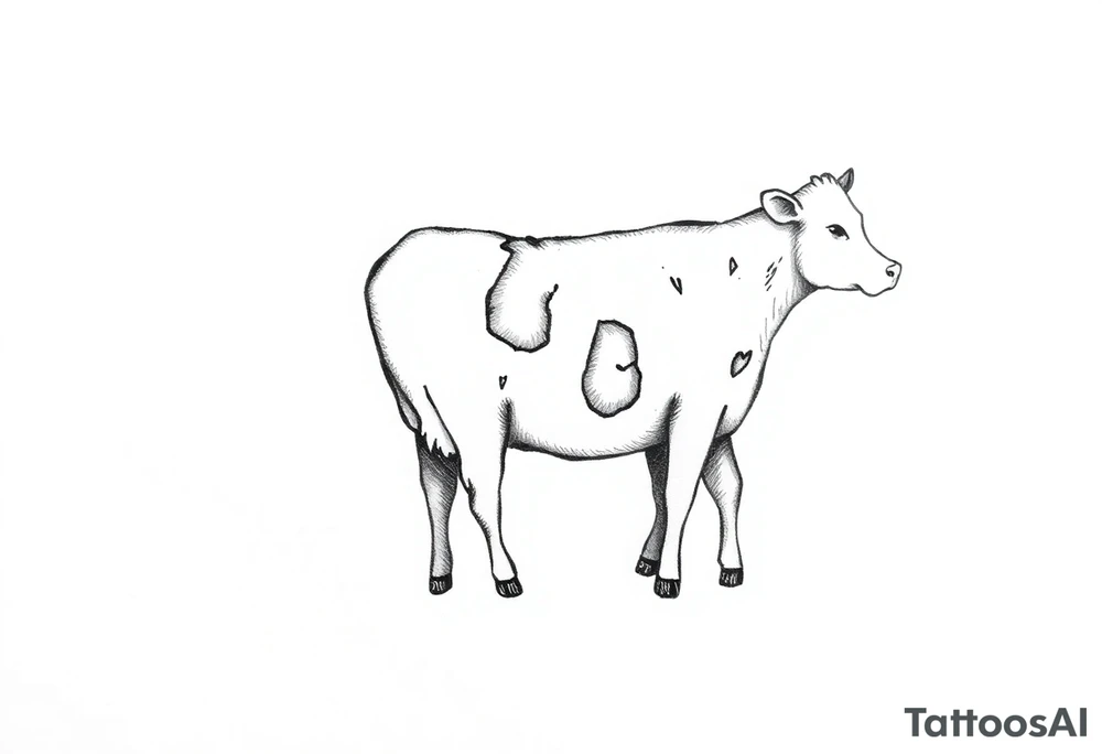 small black and white patched cow tattoo idea