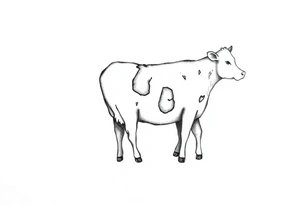 small black and white patched cow tattoo idea