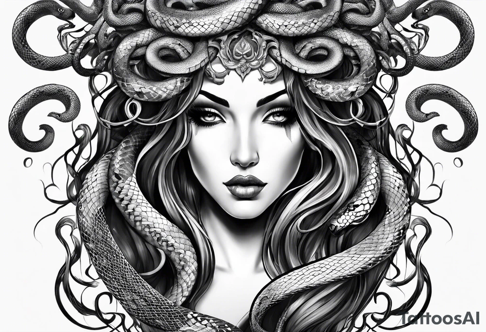 Medusa with snakes for hair tattoo idea