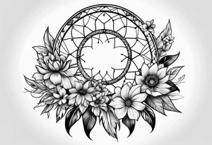 Dream catcher with flowers tattoo idea