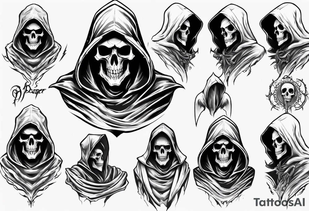 hooded reaper upper body no skull tattoo idea