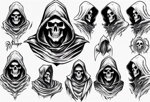 hooded reaper upper body no skull tattoo idea