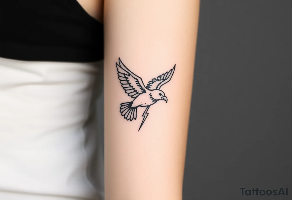 Eagle flying through lightning tattoo idea