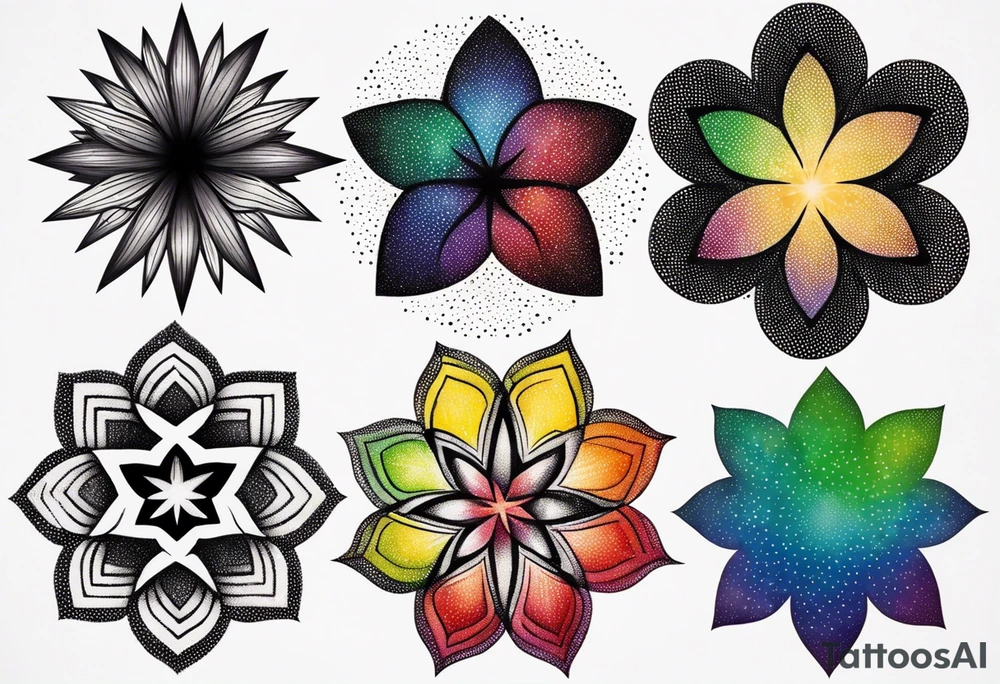 7 stars in rainbow colors tattoo idea