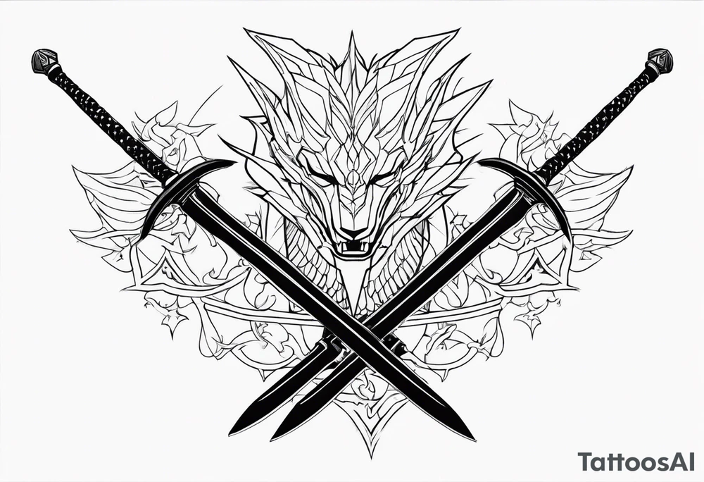 The Witcher 3 tattoo with 2 swords tattoo idea