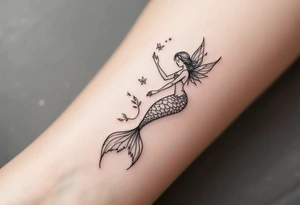 mermaid and fairy small tattoo idea