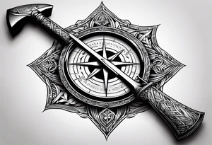 Axe of matthias inside compass tattoo idea