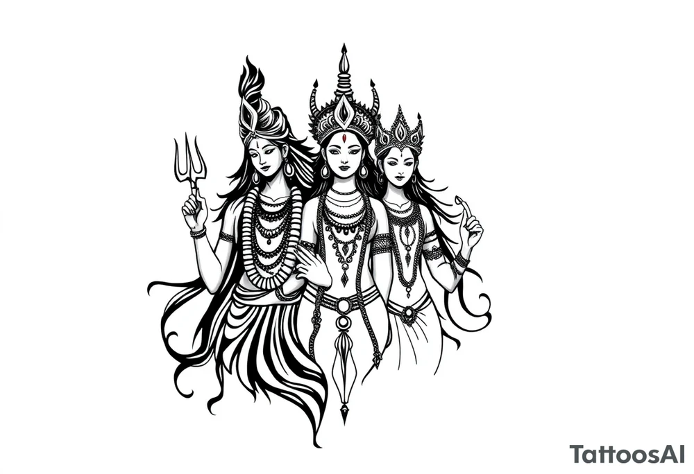Lord Shiva, Godess Kali, Godess Lilith Together tattoo idea