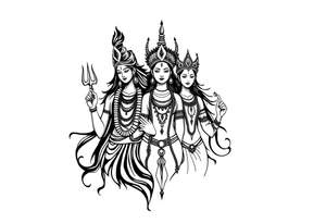 Lord Shiva, Godess Kali, Godess Lilith Together tattoo idea