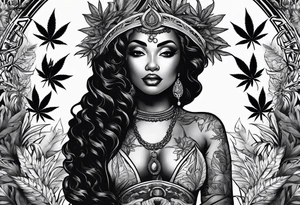 Black Goddess of marijuana tattoo idea