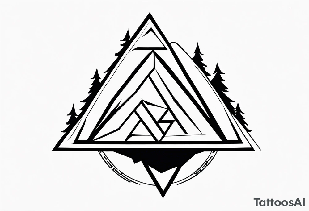 The valknut symbol with a wolf in the background who is howling upwards. tattoo idea