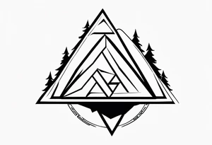 The valknut symbol with a wolf in the background who is howling upwards. tattoo idea