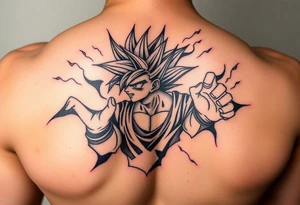 legendary dragonball z scene with energy aura and power effects tattoo idea