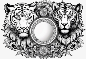 Yin and yang with tiger and lion tattoo idea