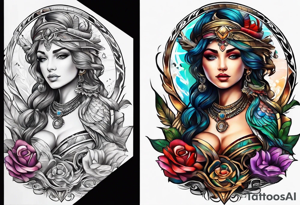 Themis with scales in hands tattoo idea