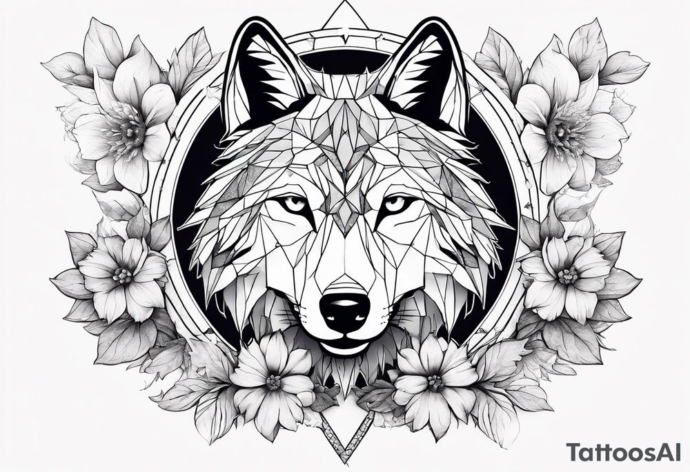 Constellation, animal wolf snow , géométric , flower tattoo idea