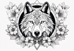 Constellation, animal wolf snow , géométric , flower tattoo idea