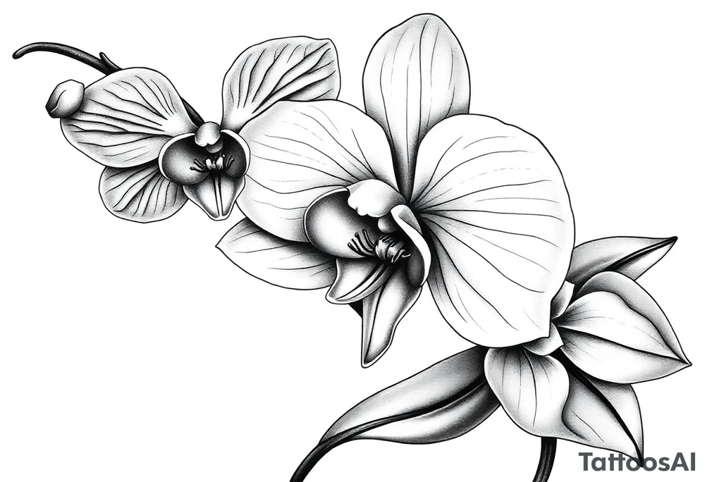 Orchid realistic with a mix with vagina tattoo idea