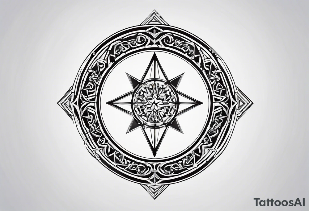 Simplistic symbol large delta inside a circle made from chain tattoo idea